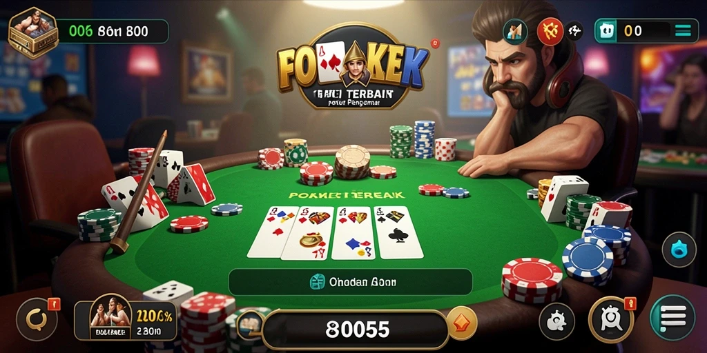 Screenshot gameplay permainan poker yang seru di 8055.