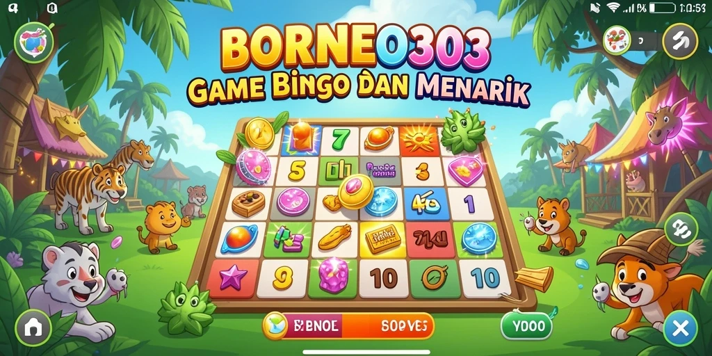 Tampilan gameplay seru di BORNEO303 dengan fitur Bingo yang menarik.