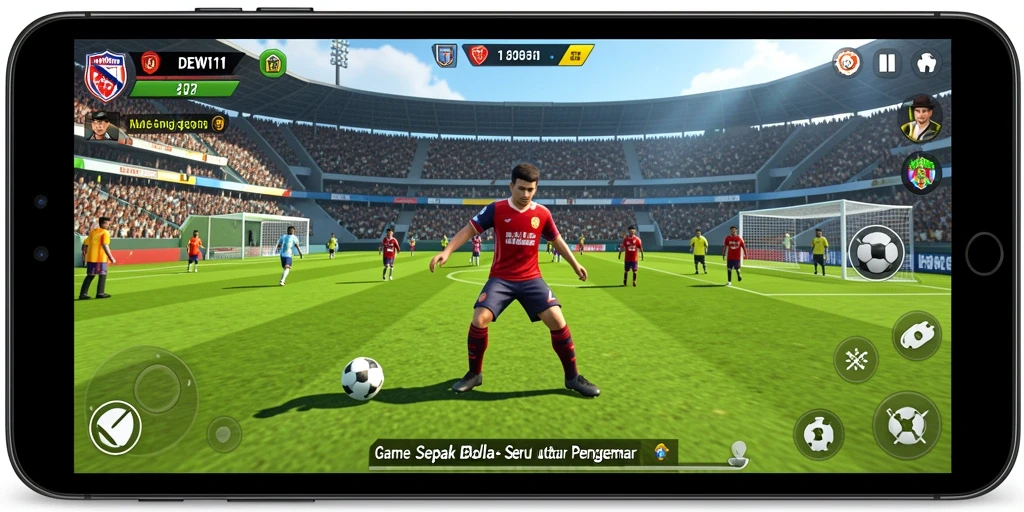 Gameplay DEWI11 menunjukkan aksi sepak bola yang mendebarkan.