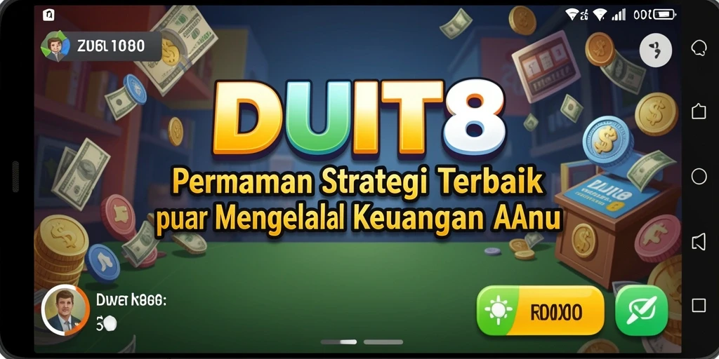 Tampilan gameplay menarik di dalam DUIT8 yang menunjukkan pengelolaan keuangan.