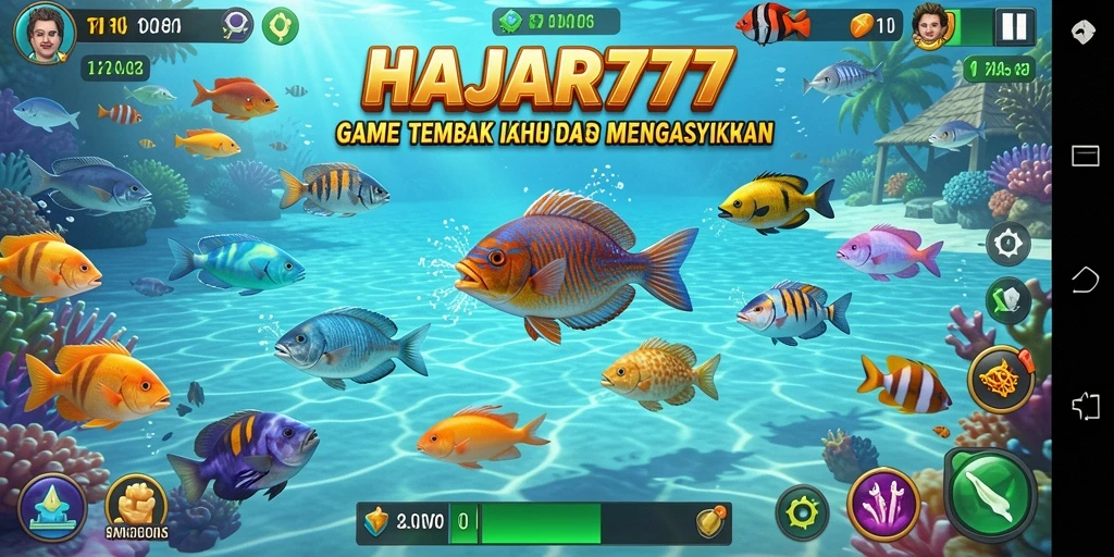 Screenshot gameplay HAJAR777 menampilkan keasyikan menembak ikan.