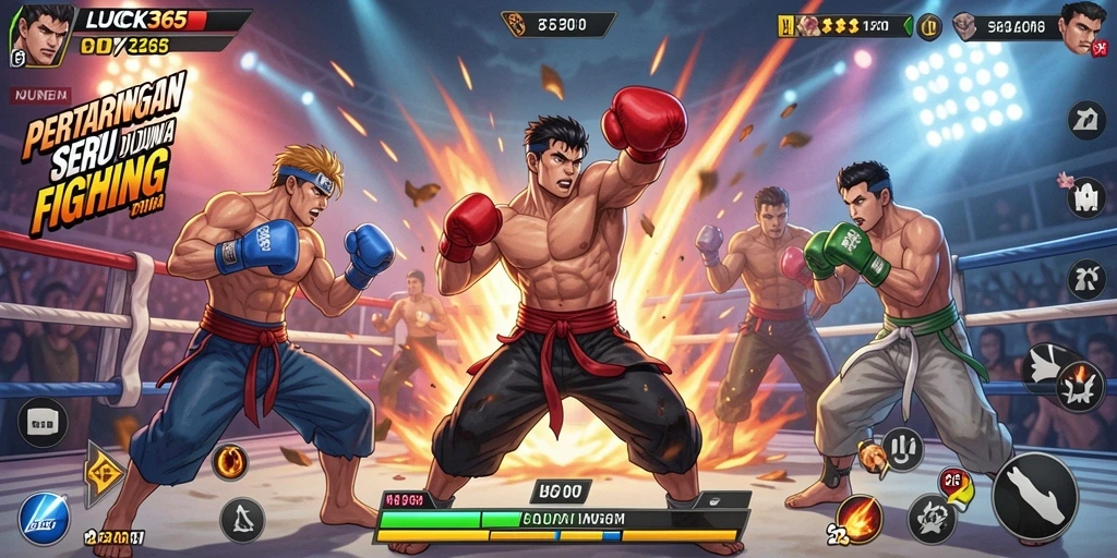 Tampilan gameplay mendebarkan di <strong>LUCK365</strong> yang menampilkan karakter bertarung dengan efek spektakuler.