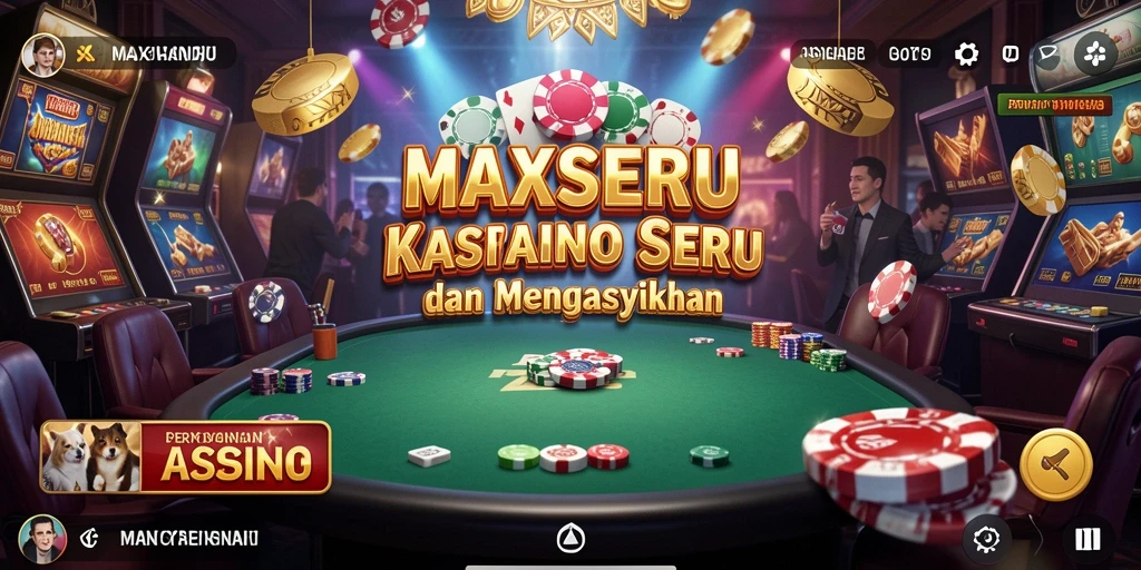 Tampilan gameplay seru dari aplikasi MAXSERU yang menampilkan berbagai permainan Kasino.