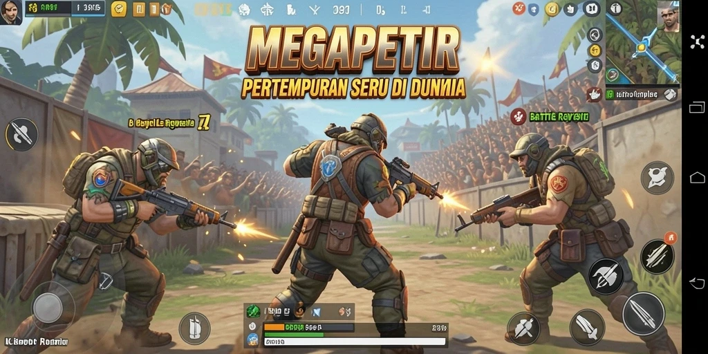 Screenshot gameplay menampilkan aksi pertempuran dalam MEGAPETIR.