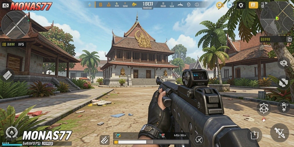 Tangkapan layar gameplay MONAS77 yang epik dalam aksi TPS.