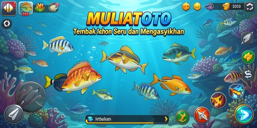 Tampilan gameplay seru dari MULIATOTO saat menembak ikan.