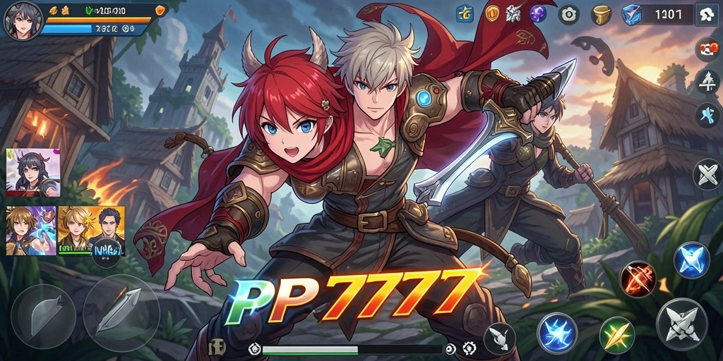 Tampilan screenshot utama PC777 yang menampilkan gameplay Anime yang seru.
