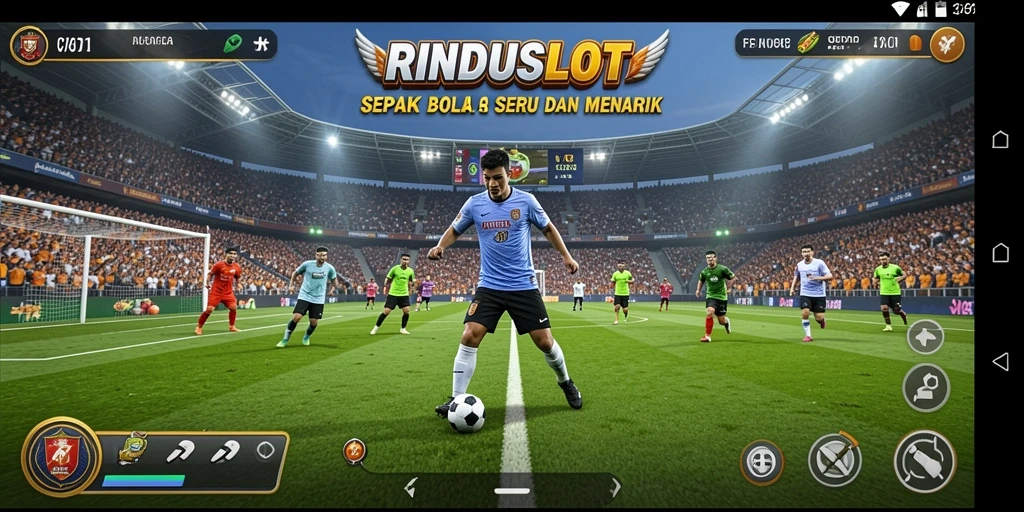 Tampilan gameplay sepak bola yang seru dalam RINDUSLOT.