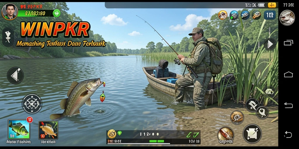 Tampilan screenshot gameplay WINPKR dengan aksi memancing seru.
